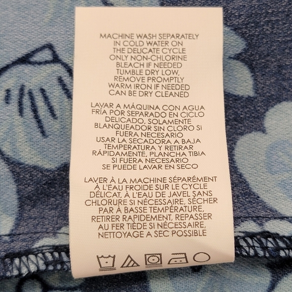 CAbi Women's Sz M Java Indigo Blue Floral Cap Sleeve Drawstring Waist Boho Dress - Picture 13 of 13